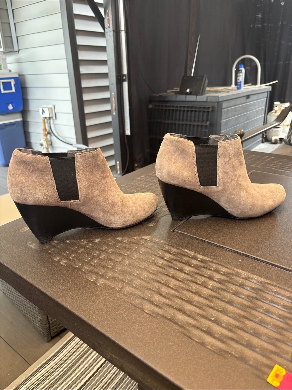 Size 9 Suede Wedge Ankle Boots - Grey - Picture 6 of 7